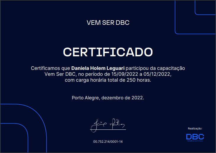Certificado Vem ser DBC
